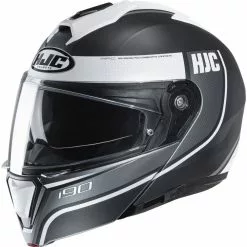 Policarbonato Casco Modulare Hjc I90 Davan Grigio Bianco